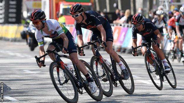 Adam Yates, Geraint Thomas and Richie Porte