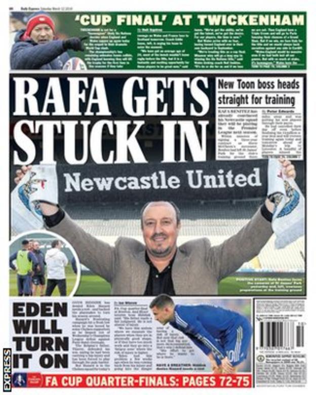 Saturday's Daily Express back page