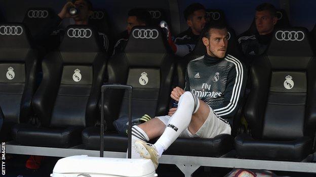 Wales and Real Madrid forward Gareth Bale sat on the bench during Real Madrid's 2-0 defeat by Real Betis in their final La Liga match this season