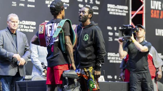 Errol Spence Jr and Terence Crawford face off
