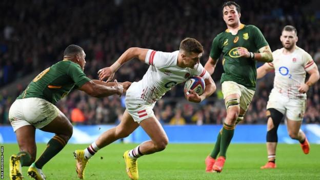 England's Henry Slade in action against South Africa