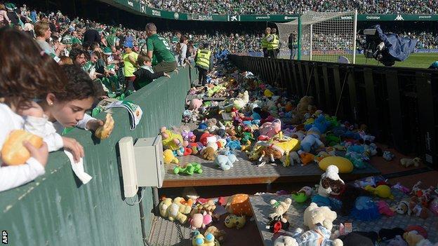 Real Betis fans and toys