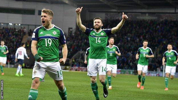 Northern Ireland celebrate their win over Norway