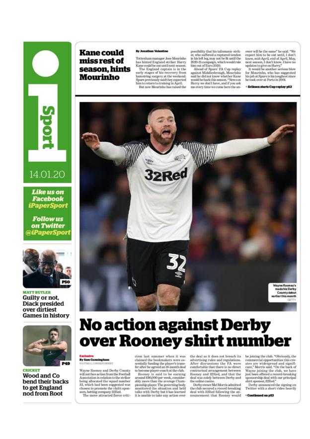 Tuesday's back pages BBC Sport