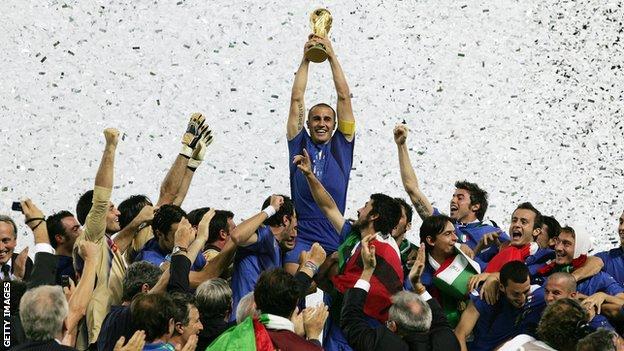 Fabio Cannavaro lifts the World Cup in 2006
