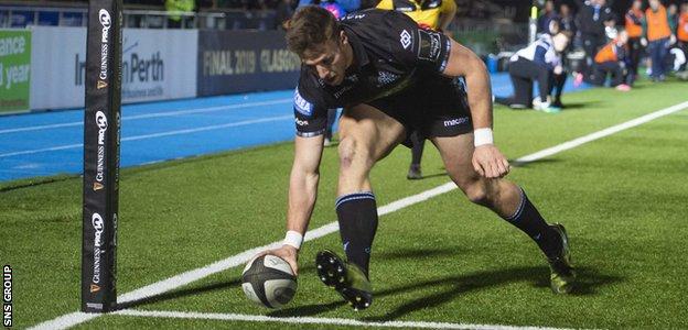 Winger Robbie Nairn got two tries in the final 10 minutes- his first scores for Glasgow