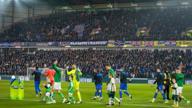 Rangers and Hibs players