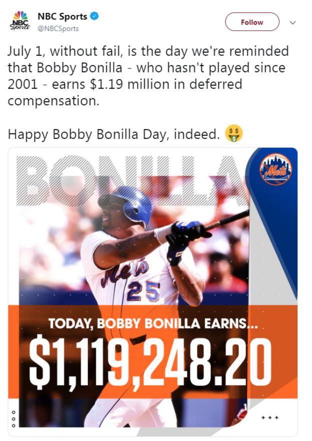 Happy Bobby Bonilla Day! Why the Mets still pay him $1.19M every July 1st