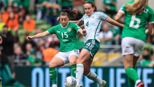 Sarah McFadden (right) could win her 100th Northern Ireland cap on Tuesday