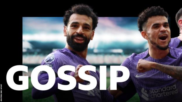 Mohamed Salah and Luis Diaz beside the BBC Sport Gossip logo