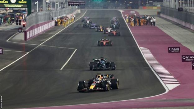 Drivers compete during the sprint race of the F1 Qatar Grand Prix