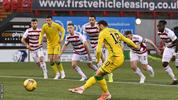 Martin Boyle knocks in the opening goal from the penalty spot