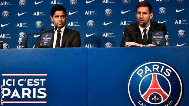 Messi spoke to reporters at the Parc des Princes alongside PSG president Nasser Al-Khelaifi