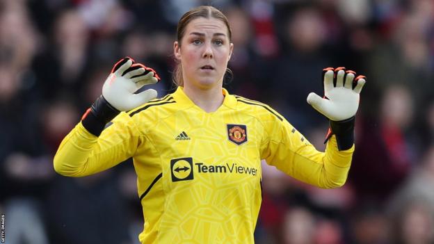 Man Utd keeper Mary Earps during the Women's FA Cup semi-final triumph   implicit    Brighton