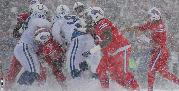 Snow way! Bills play Colts in blizzard-like conditions at New Era Field