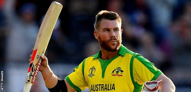 Australia opener David Warner salutes the crowd after his dismissal against South Africa