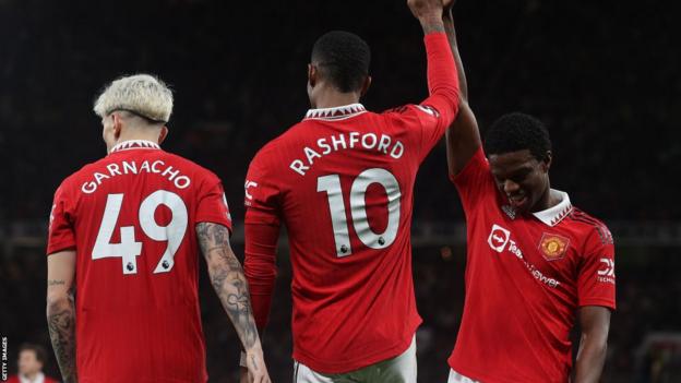 Manchester United's Marcus Rashford celebrates