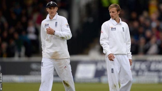Billy Root (right) was 12th man for England against New Zealand in 2013