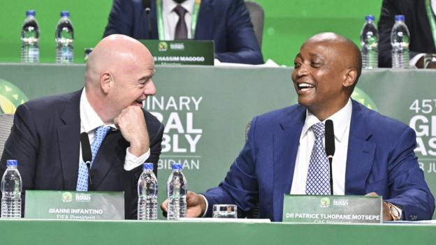 Fifa president Gianni Infantino and his Caf counterpart Patrice Motsepe