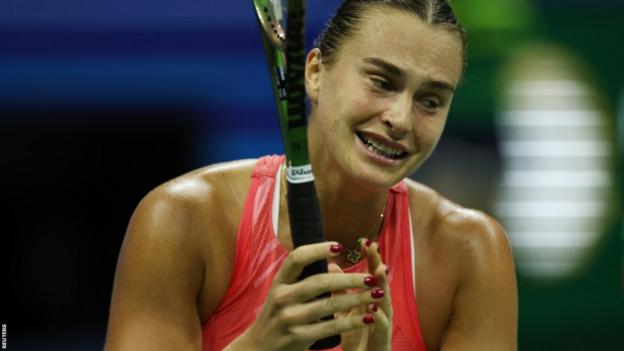 Aryna Sabalenka shows her relief and emotion at beating Madison Keys to reach the US Open final