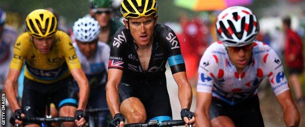 Chris Froome, Geraint Thomas and Richie Porte