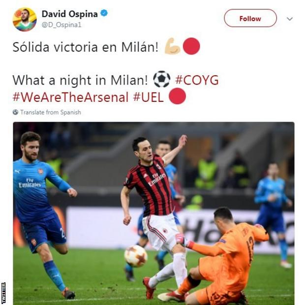 Arsenal keeper David Ospina
