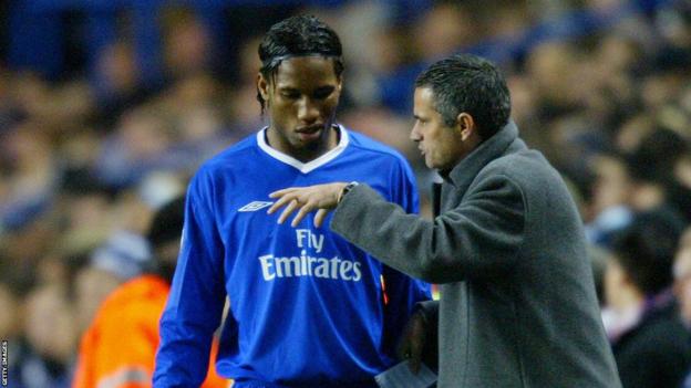 Didier Drogba and Jose Mourinho