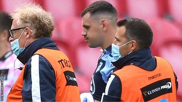 Tomos Williams leaves the field at Parc y Scarlets