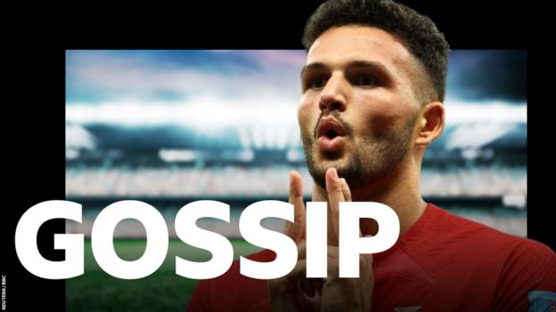 Goncalo Ramos and the BBC Sport Gossip logo