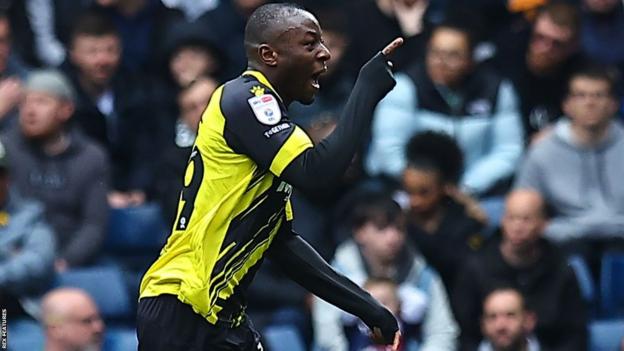 Edo Kayembe scores his fifth goal of the season for Watford