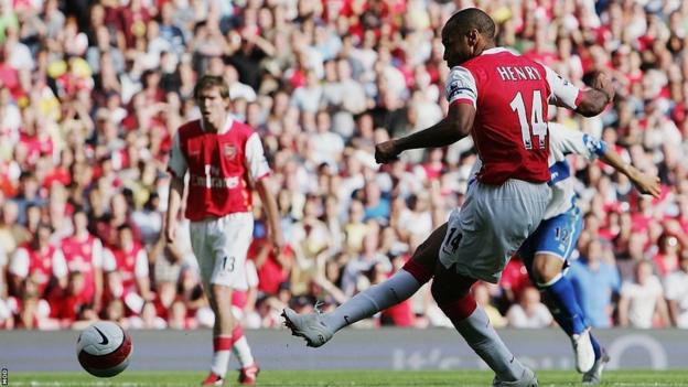 Thierry Henry taking a penalty for Arsenal