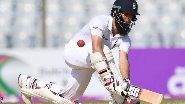 Moeen Ali in action in Chittagong