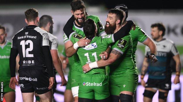 Greg Peterson celebrates a Newcastle try