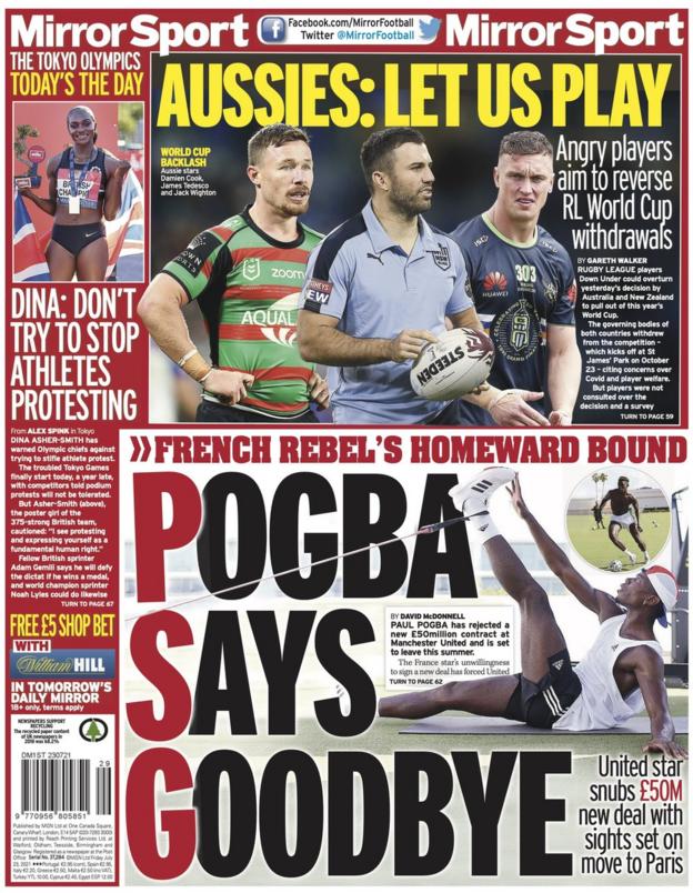 The back page of The Daily Mirror