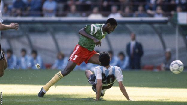 08 June 1990, Milan, Fifa Football World Cup - Argentina v Cameroon - Francois Omam-Biyick of Cameroon.