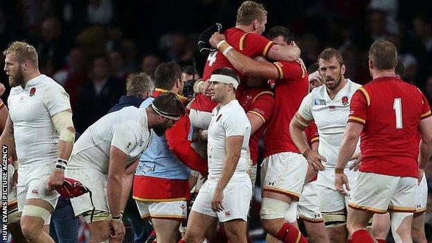 Wales celebrate beating England