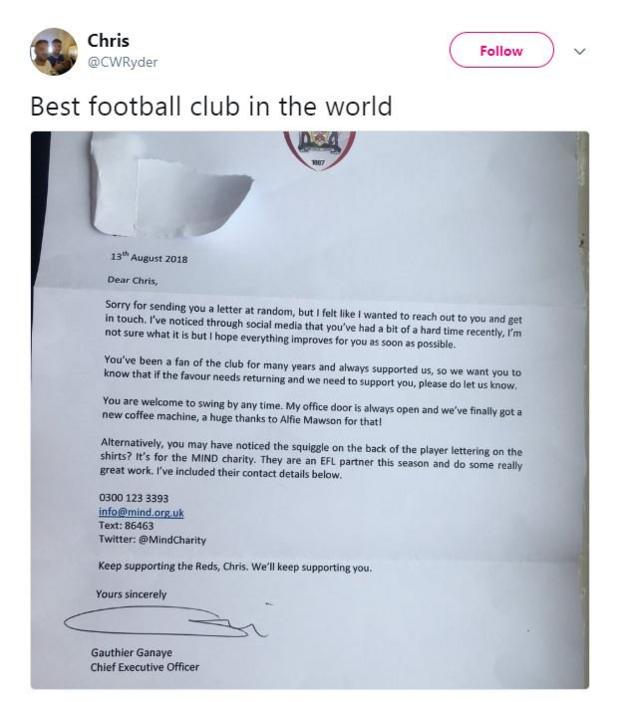 Barnsley Write Supportive Letter To Fan Who Spoke Of Depression On ...