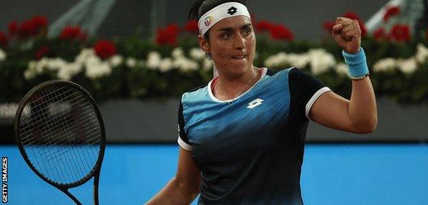 Tunisian tennis player Ons Jabeur celebrates