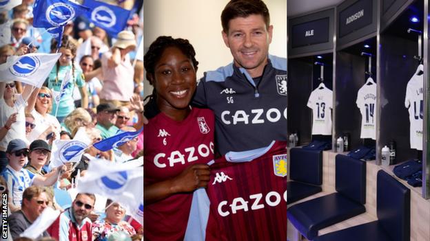 Brighton fans at the Amex, Steven Gerrard with Anita Asante and Tottenham Hotspur changing rooms