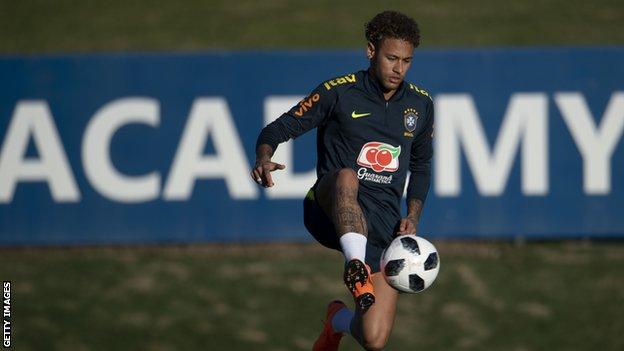 Neymar training with Brazil