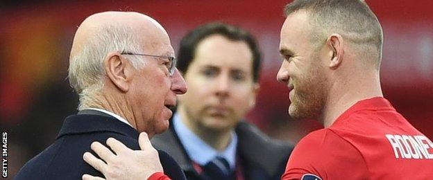 Sir Bobby Charlton (left) and Wayne Rooney