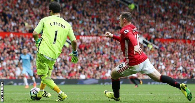 Claudio Bravo and Wayne Rooney