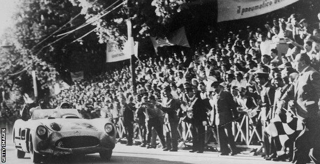 Stirling Moss wins the Mille Miglia