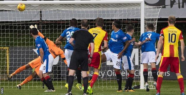 Blair Spittal levels for Thistle early in the second half with a fierce free-kick