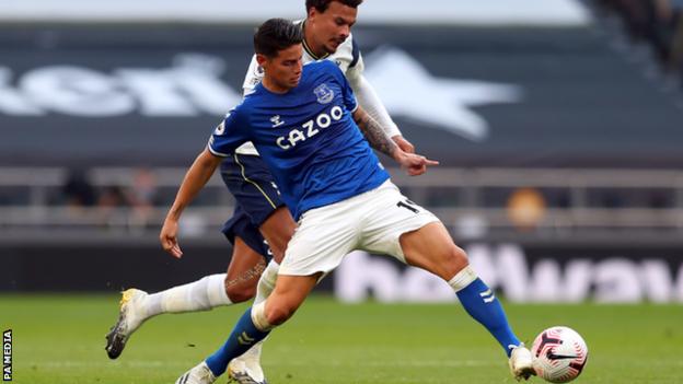 James Rodriguez in action for Everton against Tottenham