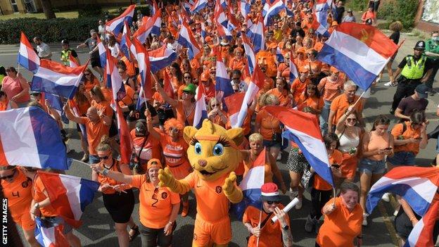 Netherlands fans before their match at Bramall Lane in Sheffield