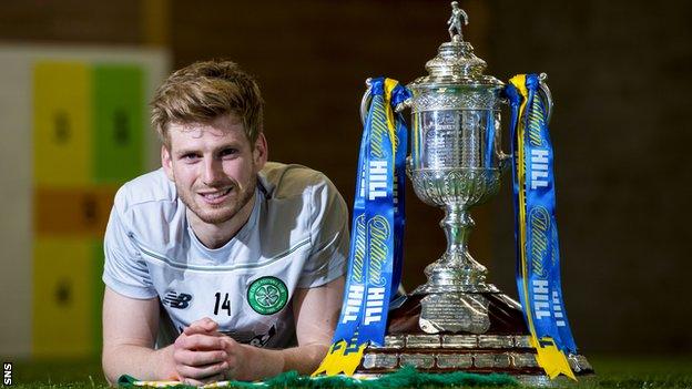 Celtic midfielder Stuart Armstrong with the Scottish Cup