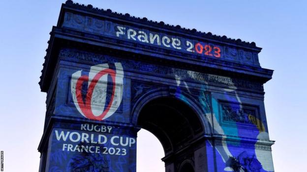 Rugby World Cup is projected on Arc de Triomphe