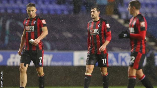 Bournemouth's players react after losing to Wigan