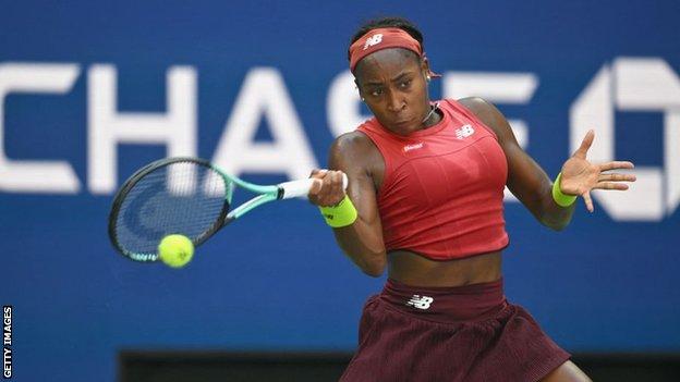 Coco Gauff in action at the US Open